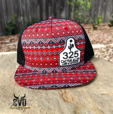 Cactus Alley Red Aztec 325 Cow Tag Snapback Cap