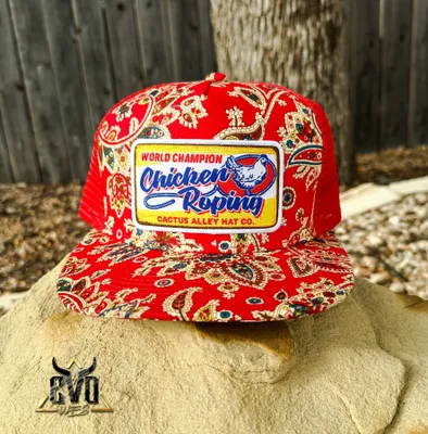 Cactus Alley Red Paisley Chicken Roping Cap