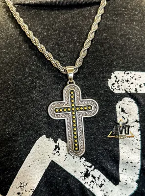Twister Silver Gold Cross Necklace