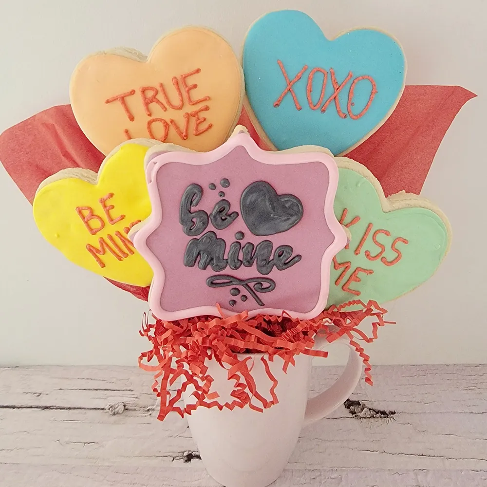 Conversation Hearts - Cookie Bouquet