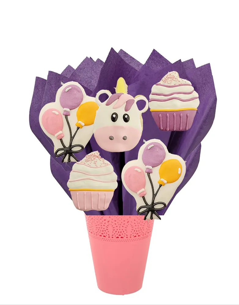 Unicorn and Cupcakes Themed Cookie Bouquet