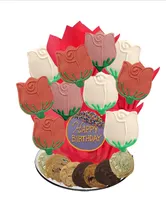 Happy Birthday Sweet Rose Cookie Tray Bouquet