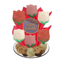 Happy Birthday Sweet Rose Cookie Tray Bouquet
