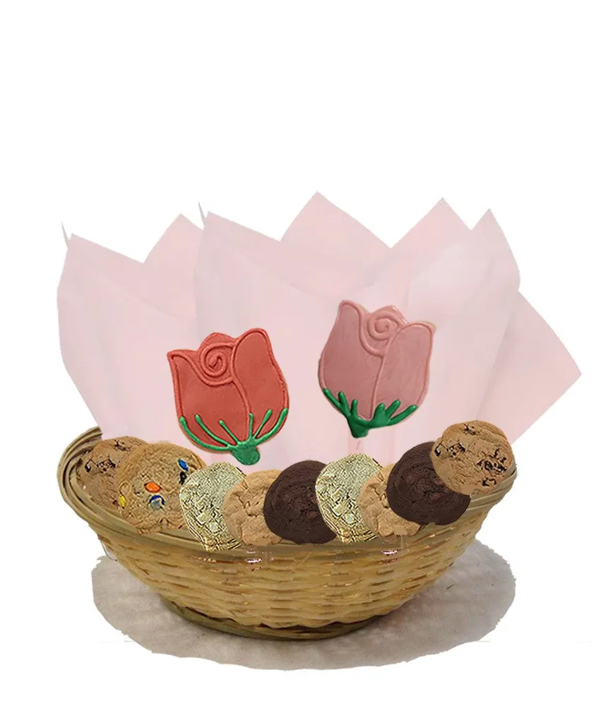 Rose Cookie Basket Sugar Cookies