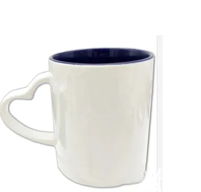 Dark Blue 9 fl oz Ceramic Mug with Heart Shaped Handle
