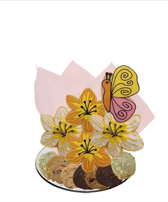Butterfly and Lillies Cookie Tray Bouquet