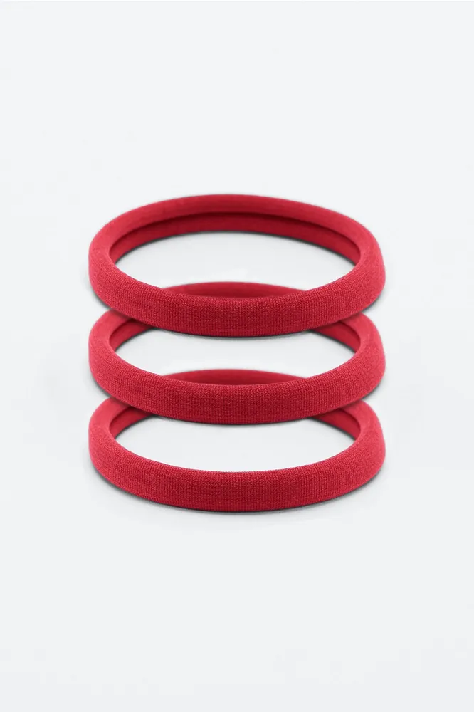 Fabletics 3-Pack Seamless Hair Ties Womens Salsa Red Size Osfm