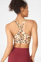 Fabletics No-Bounce Sports Bra Womens Desert Leopard Size XXS