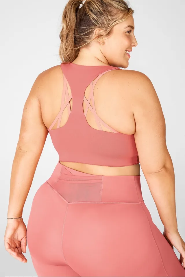 Fabletics Kessler Medium Impact Sports Bra Womens Rust/Pearl Pink plus Size  3X