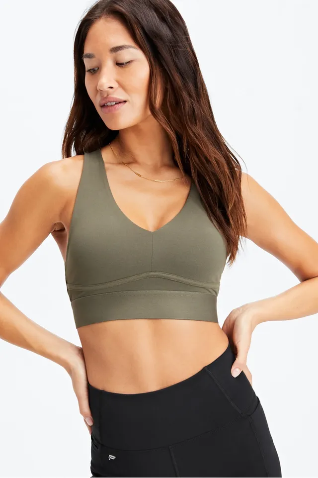 Fabletics All Day Every Day Sports Bra Faded Olive Green Adjustable Back  Size 2X