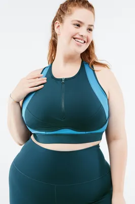 Fabletics Blare Zip Front High Impact Sports Bra Womens blue plus Size 4X