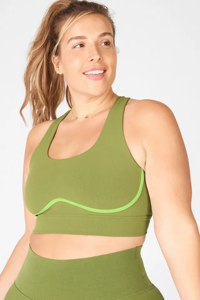 Fabletics Freya SculptKnit Sports Bra Womens green plus Size 3X