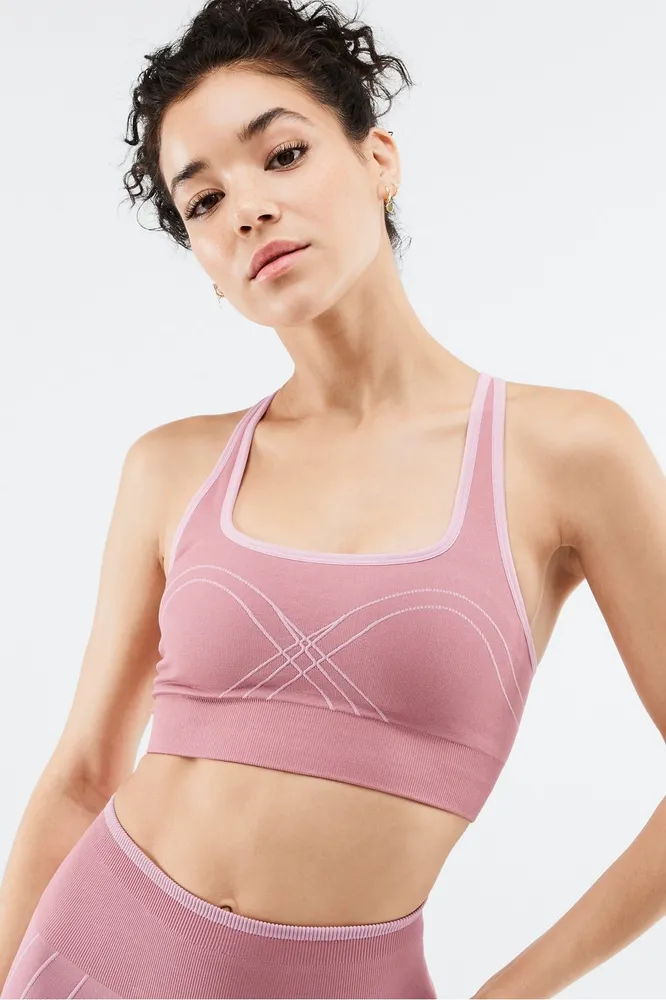 Fabletics Adele Corsetry Seamless Sports Bra Womens Pink Canyon