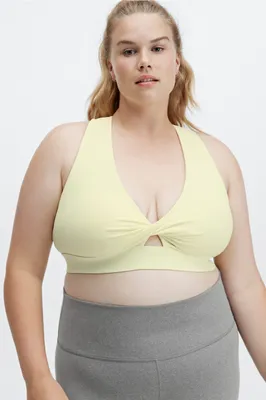 Fabletics Oasis Twist-Front Sports Bra Womens yellow plus Size 4X