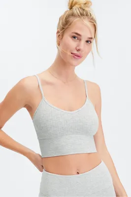 Fabletics Shauna Seamless Midi Bra Womens Light Grey Heather Size