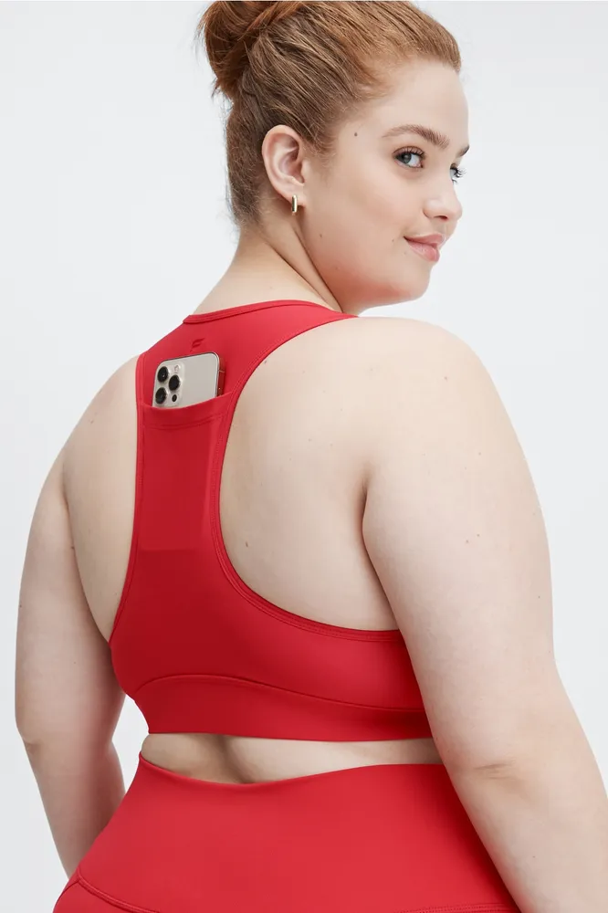 Fabletics On-the-Go Medium-Impact Sports Bra Womens Haute Red plus Size 1X