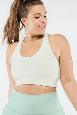 Fabletics Simone SculptKnit Reversible Sports Bra Womens Coconut/Ice Cube plus Size 3X