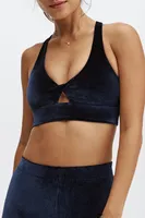 Fabletics Oasis Twist Velour Sports Bra Womens Size