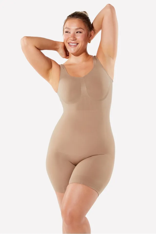 Fabletics Nearly Naked Shaping Thong Bodysuit Womens taupe plus