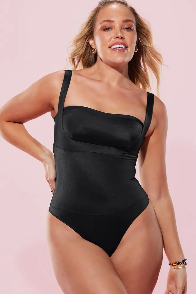 Fabletics Headliner Shaping Open Bust Thong Bodysuit Womens Size