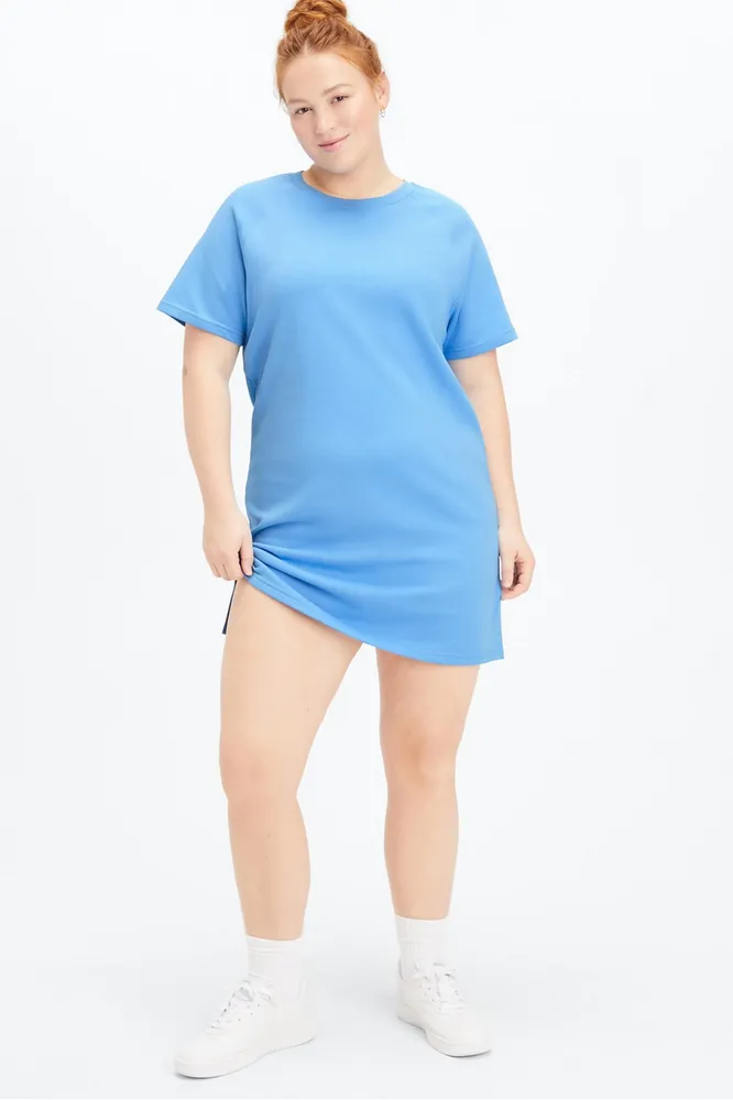 Fabletics Terry Short-Sleeve Mini Dress Womens blue plus Size 3X
