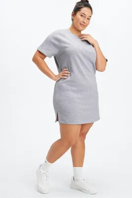 Fabletics Terry Short-Sleeve Mini Dress Womens Classic Grey Heather plus Size 3X