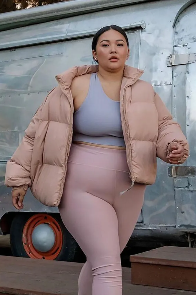 Fabletics Wander Velour Cropped Puffer Jacket