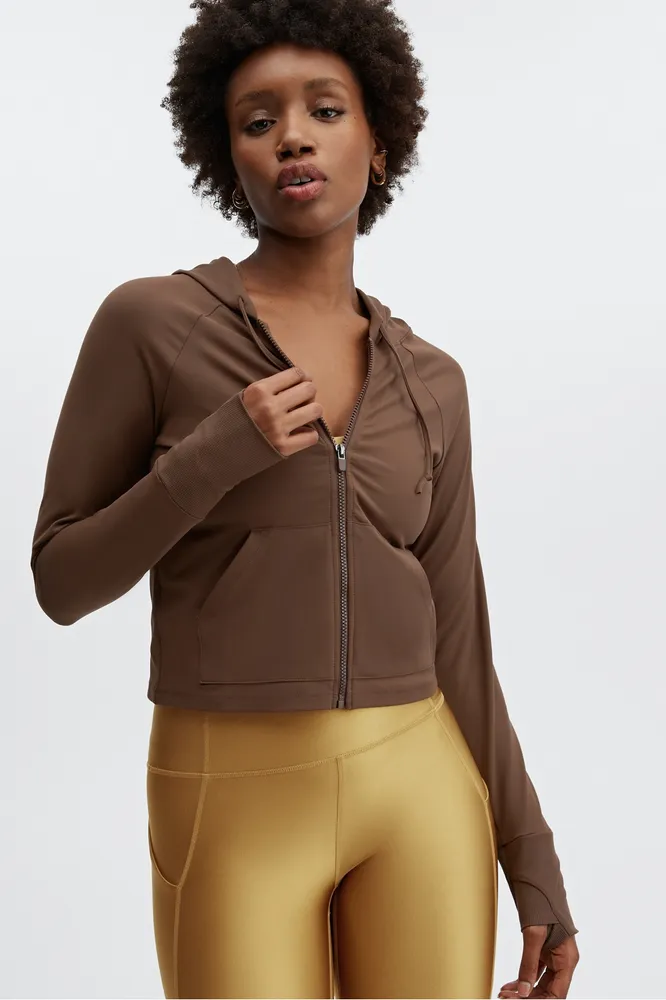 Fabletics Wander Velour Cropped Puffer Jacket