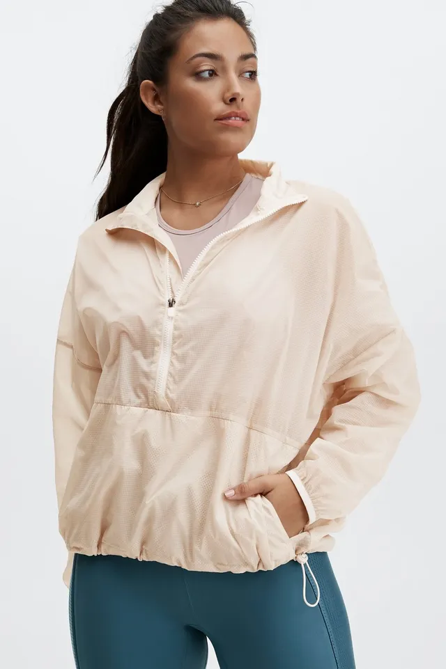 Fabletics Ash Croppped Half Zip Jacket Womens Grey Mist Size XXL
