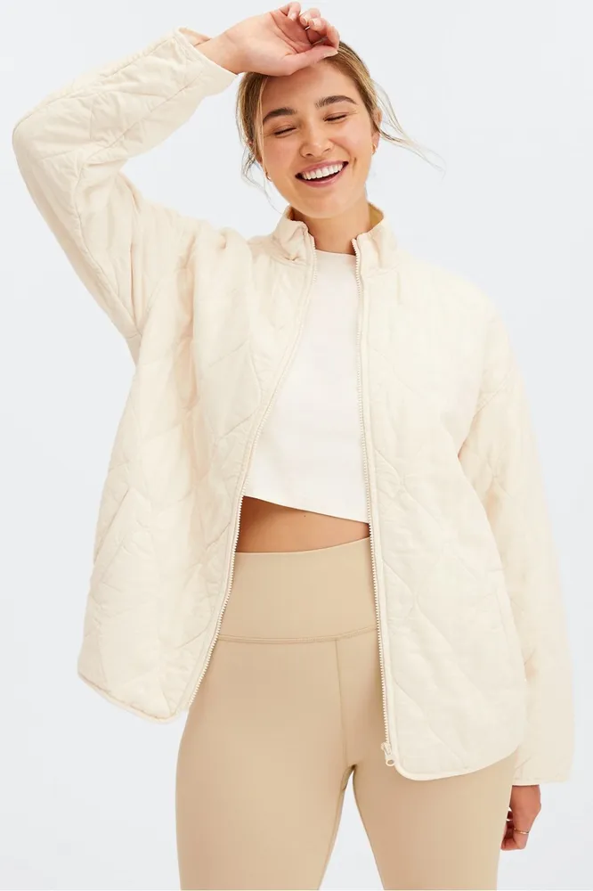 Fabletics Lina Oversized Quilted Jacket Womens white Size