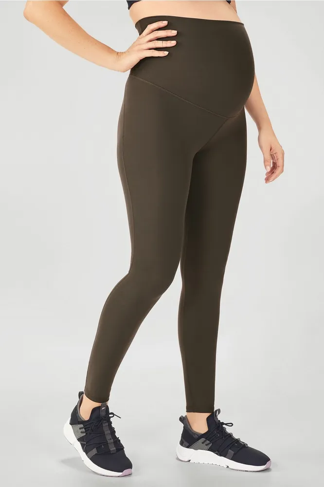 Maternity Brown Over Bump Faux Suede Leggings