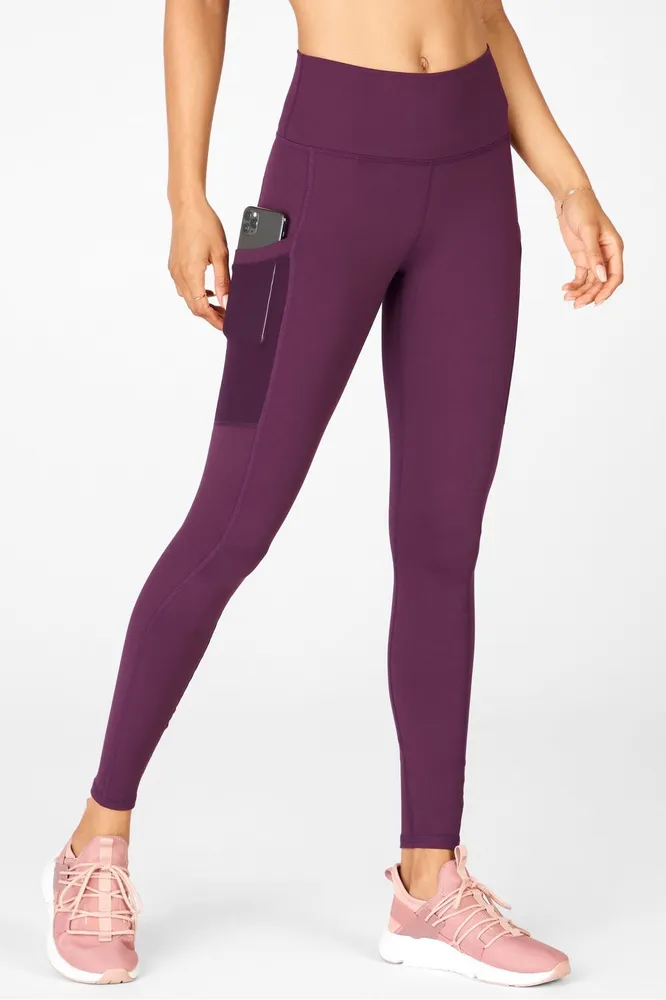 Fabletics On-the-Go High-Waisted Legging Womens Plum Perfect Size XXS