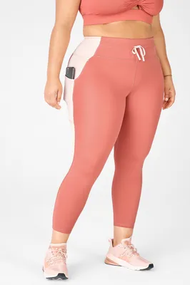 Fabletics Mid-Rise Ultracool Shine-Panel 7/8 Womens pink plus Size 4X
