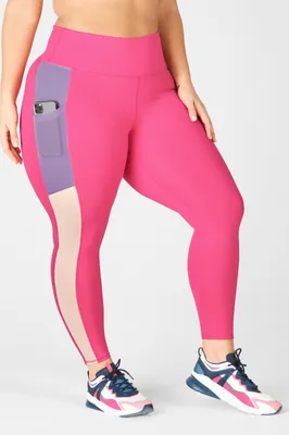 Fabletics On-the-Go High-Waisted Legging Womens Plush Pink/Violetta/Tapioca plus Size 4X
