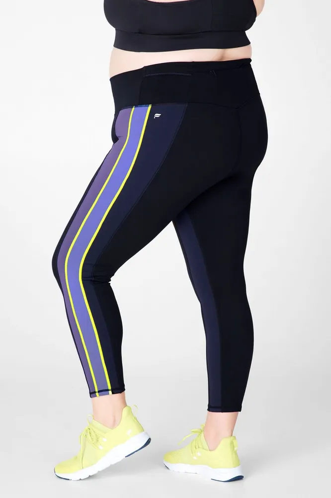 Fabletics Trinity High-Waisted Run 7/8 Womens Black/Electric Violet Multi  plus Size 4X