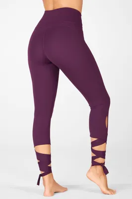 Fabletics High-Waisted PureLuxe Tie-Up 7/8 Womens purple Size XXS