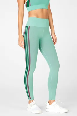 Fabletics High-Waisted Seamless Stripe Legging Womens Pink Stripe