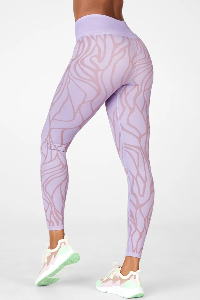 Fabletics Ultra High-Waisted Seamless Stripe Legging Womens Java/Tapioca/ Plush Pink Size XS