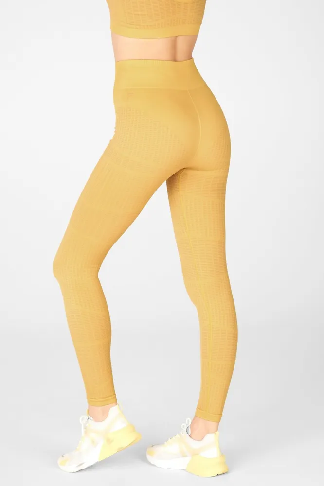 Fabletics High-Waisted Seamless Jacquard Legging Womens Dark Paste/Golden  Size XS