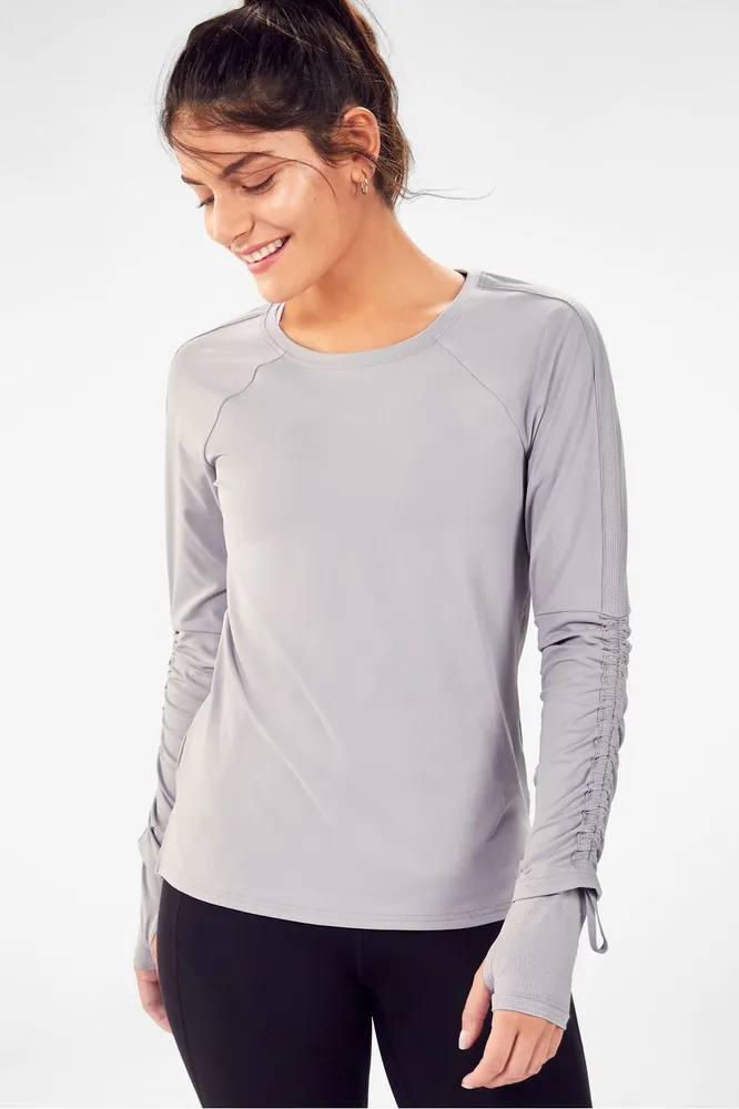 Fabletics Jess Long Sleeve T-Shirt Light Grey Size 2X