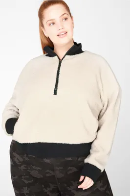 Fabletics Dream Polar Fleece Pullover Womens Cream/Black plus Size 4X