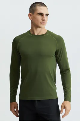 Fabletics Men The Training Day Long Sleeve Tee male Olive Green Size
