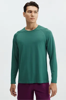 Fabletics Men The Training Day Long Sleeve Tee male Azure Green Size
