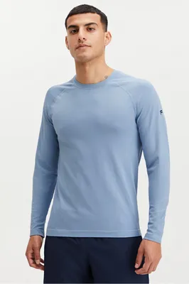 Fabletics Men The Training Day Long Sleeve Tee male Stone Blue Size