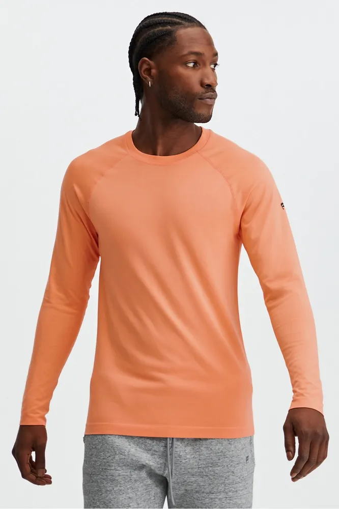 Fabletics Men The Training Day Long Sleeve Tee male Fresh Apricot