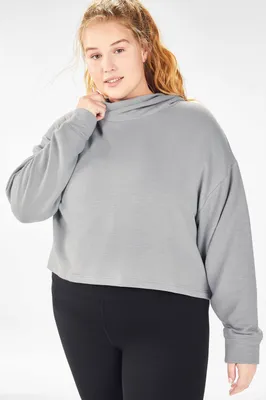 Fabletics Brisa Cropped Pullover Womens Dove Grey plus Size 3X