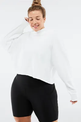 Fabletics Brisa Cropped Raw Edge Hoodie Womens  plus Size