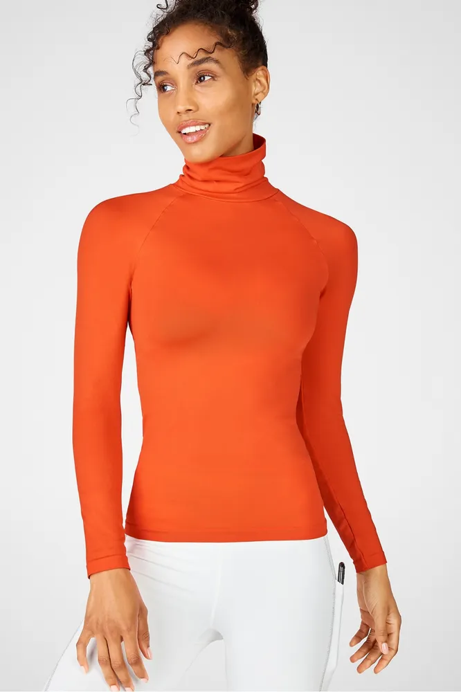 Fabletics Naomi Seamless Long-Sleeve Turtleneck Womens orange Size
