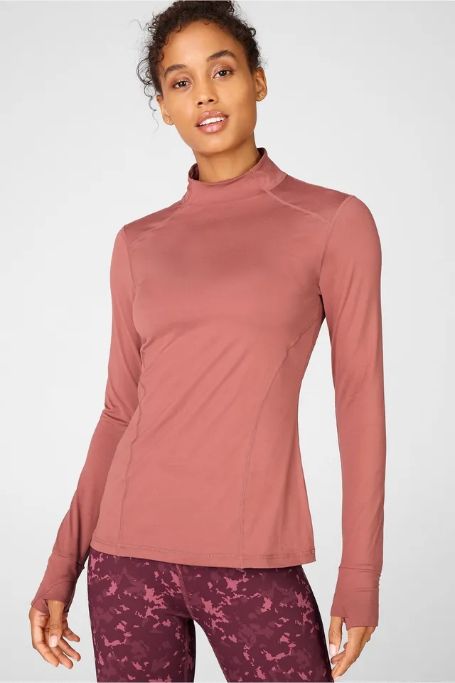 Fabletics Jess Long-Sleeve Turtleneck Top Womens Light Grey