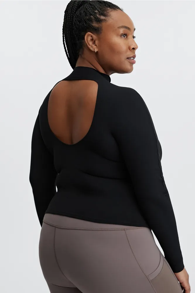 Fabletics Ruby SculptKnit Open Back Long-Sleeve Womens plus Size